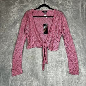 Karen Kane Tie-Front Cardigan Womens XL Cropped Open Knit Cashmere V-Neck NWT